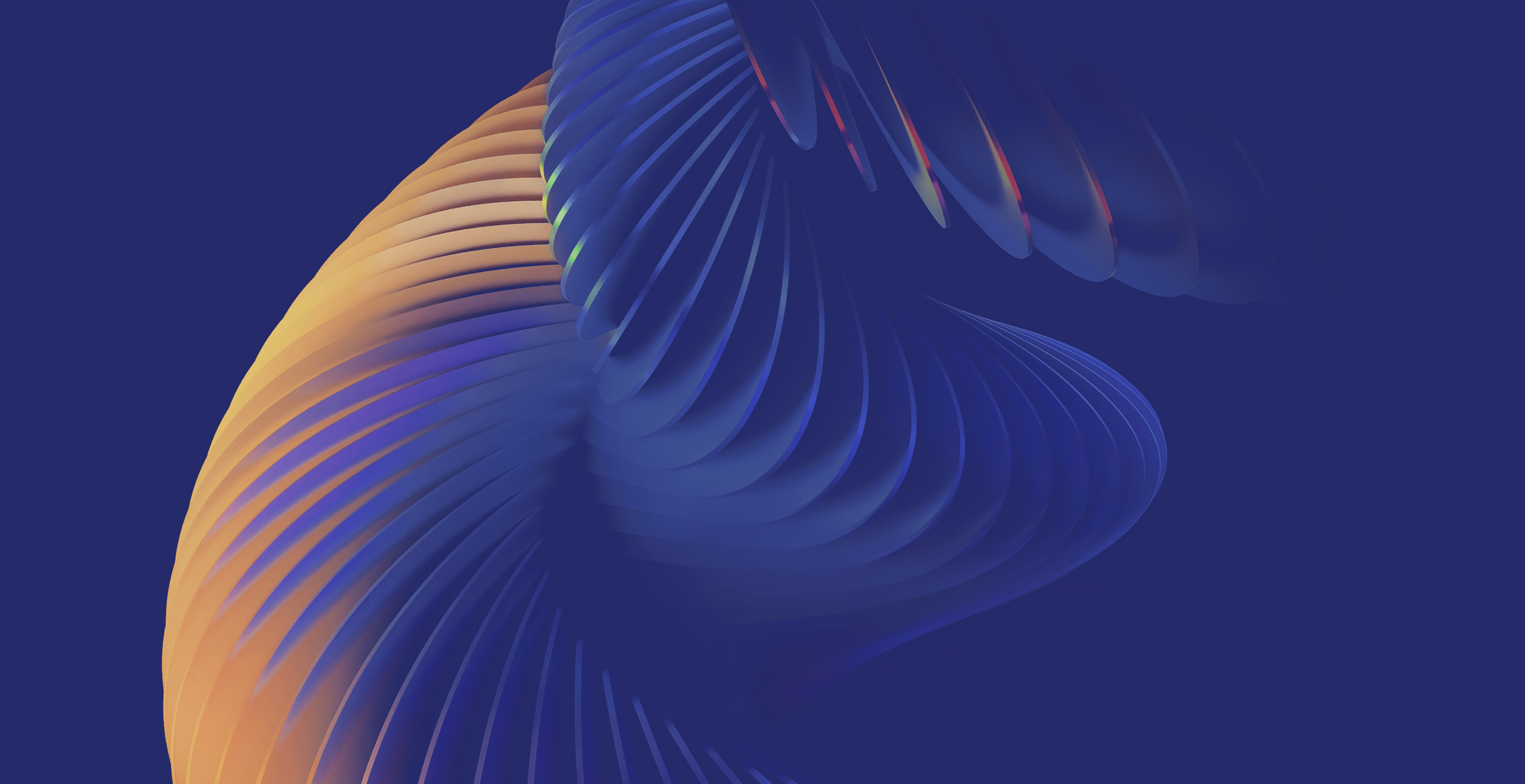 Dynamic colourful twirl in 3D rendering
